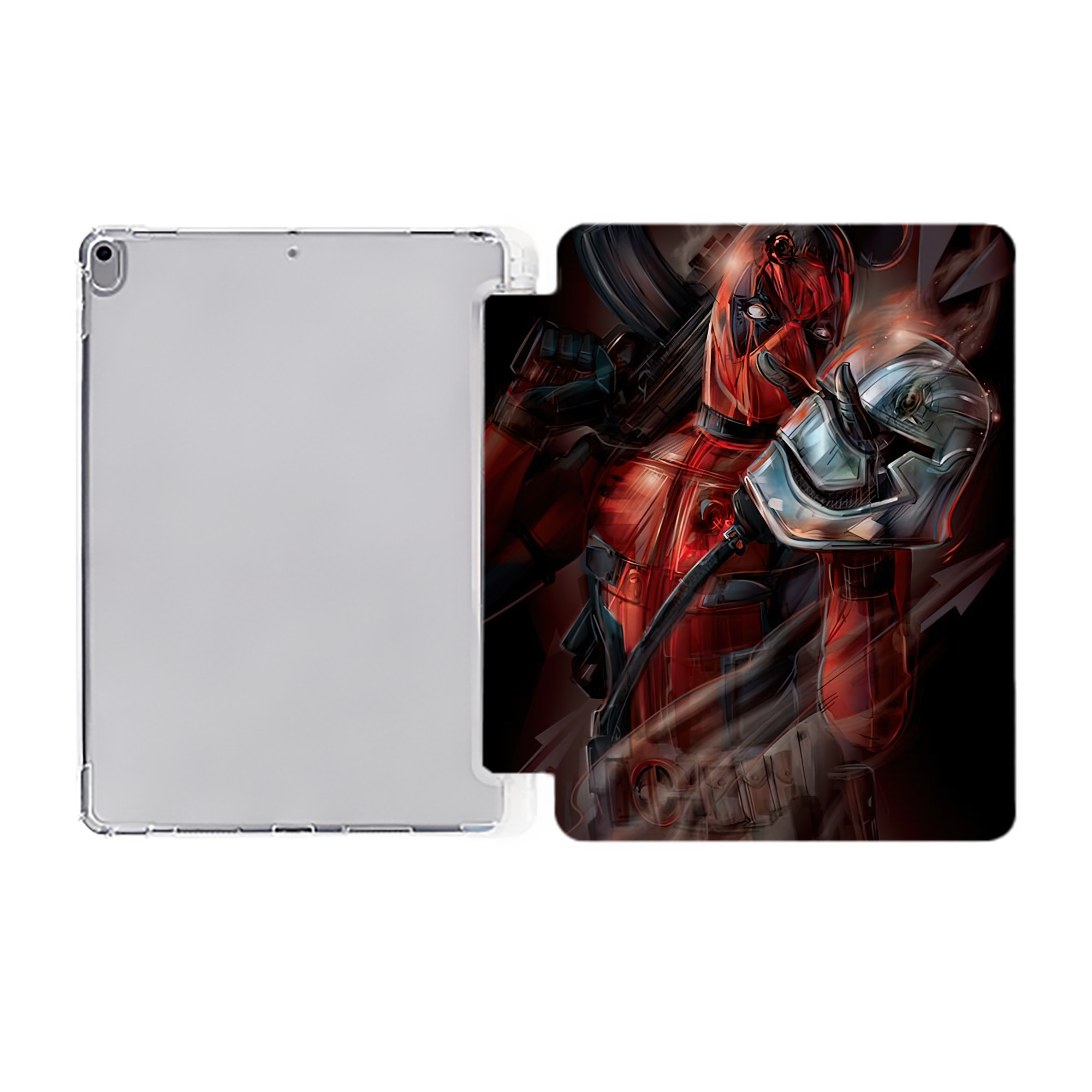 （画像用） Deadpool デッドプール IPad ケース ペン収納付き 三つ折りスタンド PUレザー×シリコン 対応機種9.5/10.5/10.9インチ